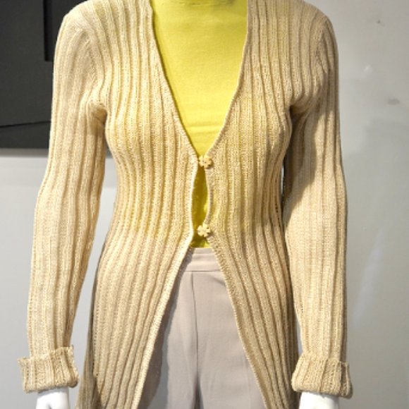 Vintage 80's Linen Knit Hourglass Cardi - Picture 2 of 7